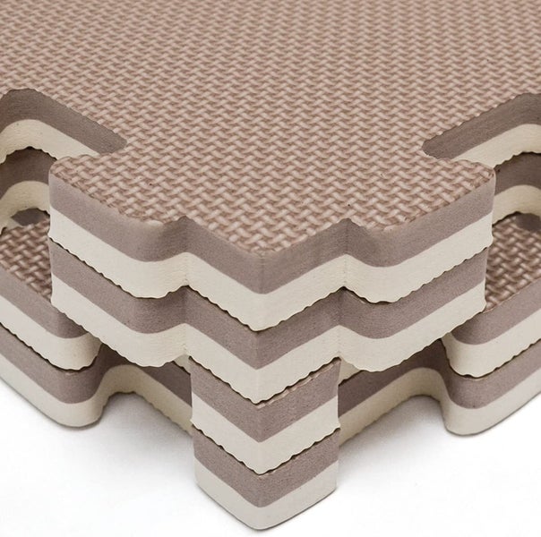 4.8qm Kampfsportmatte 2cm - 12 Judo Matten für Zuhause 63x63cm Beige Braun