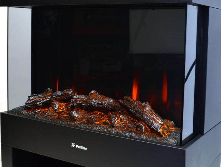Purline Elektrokamin mit simulierten Holzscheiten und Flammeneffekt