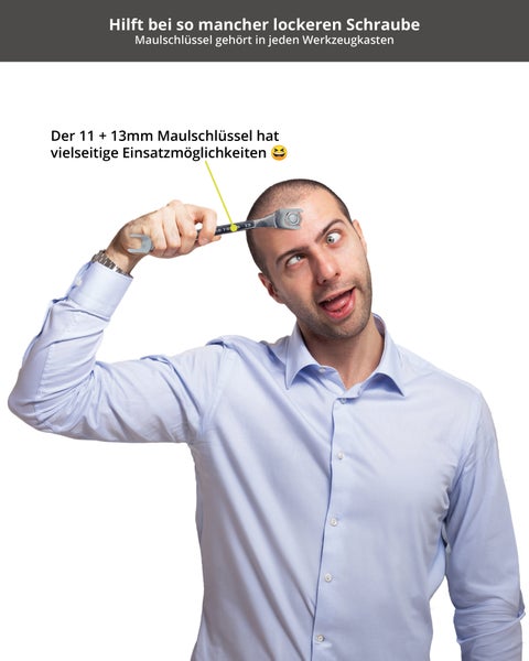 Maulschlüssel extra flach 11 + 13mm, Schraubenschlüssel extrem stabil, Gabelschlüssel für F Stecker & enge Stellen, professioneller Montageschlüssel, zur Sat Schüssel Fixierung