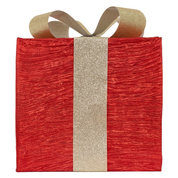 ECD Germany 3er Set LED Geschenkboxen mit 90 warmweißen LEDs, Rot-Gold, Drahtgestell, Weihnachtsdeko Innen, Beleuchtete Geschenkbox batteriebetrieben mit Timer, Weihnachtsdeko Weihnachtsgeschenkbox