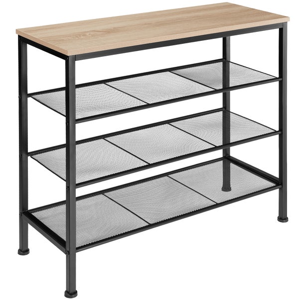 Schuhregal tectake Newport 80,5 x 30,5 x 72,5 cm Industrial Style Industrial Holz hell, Eiche Sonoma
