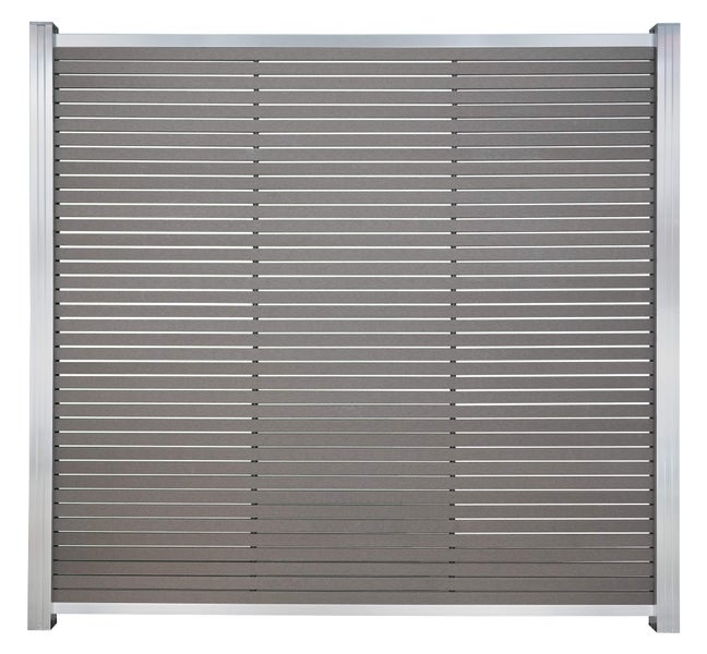 GartenLand WPC Zaun Set Air Gap ca. 180 x 180 cm Sichtschutz Steckzaun Schiefergrau Aluminium Silber Ohne Pfosten