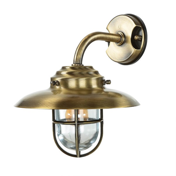 Wandleuchte im maritimen Stil mit Glasschirm und Metallgehäuse
