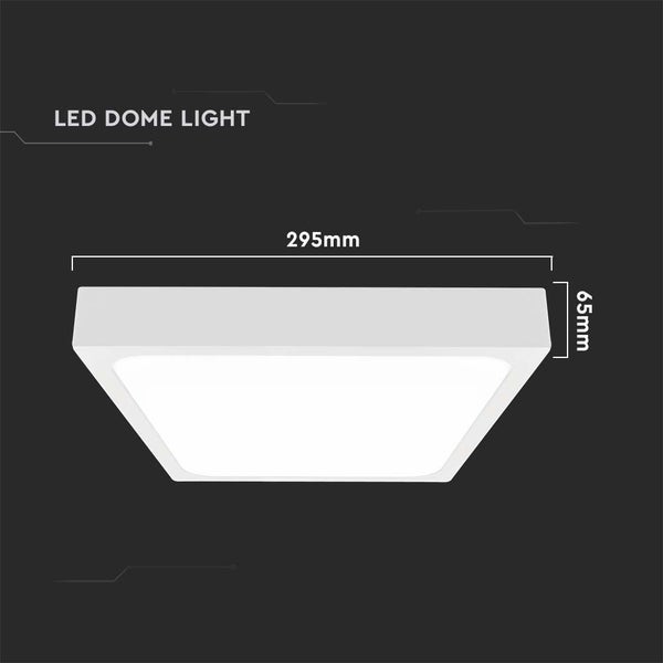 V-TAC VT-8624SW-SQ - Quadratische LED-Lichtkuppeln mit Sensor - 295mm - IP44 - Weiß - 24W - 2400