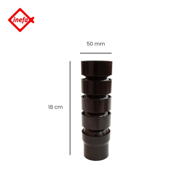 Inefa flexible Verbindung für Fallrohr aus Kunststoff, Durchmesser 50 Millimeter, Höhe 18 Zentimeter, Inefa Logo.