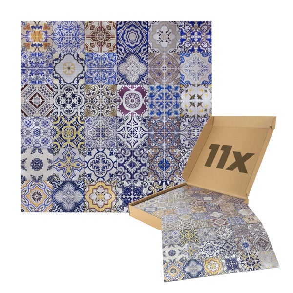 Packung mit 11 dekorativen Fliesenaufklebern mit verschiedenen orientalischen und mediterranen Mustern.