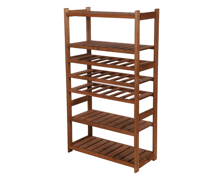 PROREGAL Weinregal SPREEWALD HxBxT 124x70x33cm 18 Flaschen auf 3 Ebenen + 4 Ablagen Massives Kiefernholz Braun geölt
