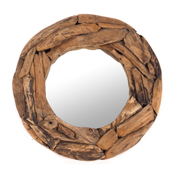 Wandspiegel  TEAK 60 Teakholz (erodiert) naturfarben