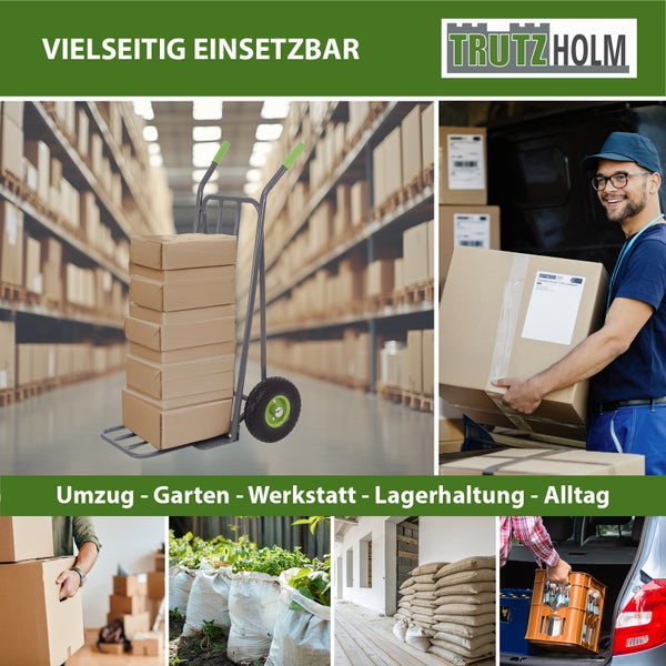 Trutzholm Sackkarre mit Luftreifen, ideal für Umzug, Garten, Werkstatt und Lager, zum Transport von Paketen, Getränkekisten und Säcken.