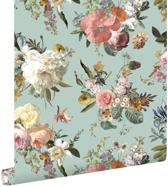 ESTAhome Tapete Blumenmuster Graugrün - 53 cm x 10.05 m - 139366