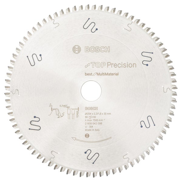 Bosch Kreissägeblatt Top Precision Best for Multi Material, 254 x 30 x 2,3 mm, 80 - 2608642098