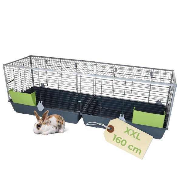 Kaninchenkäfig XXL Indoor Kaninchenstall 160 Meerschweinchen Käfig Hasenkäfig Kaninchenkäfig XXL drinnen draußen Hasenstall inkl. Heuraufe Kleintierkäfig