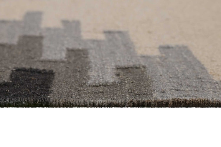 Kelim Teppich Beige Grau aus Wolle Belle Green Looop 200x290 cm