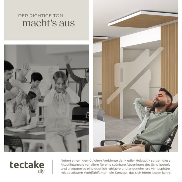 Akustikpaneele tectake Sonic Wall je 60 x 120 x 2,1 cm, Größe flexibel anpassbar Holzoptik in Eiche hell Eiche hell
