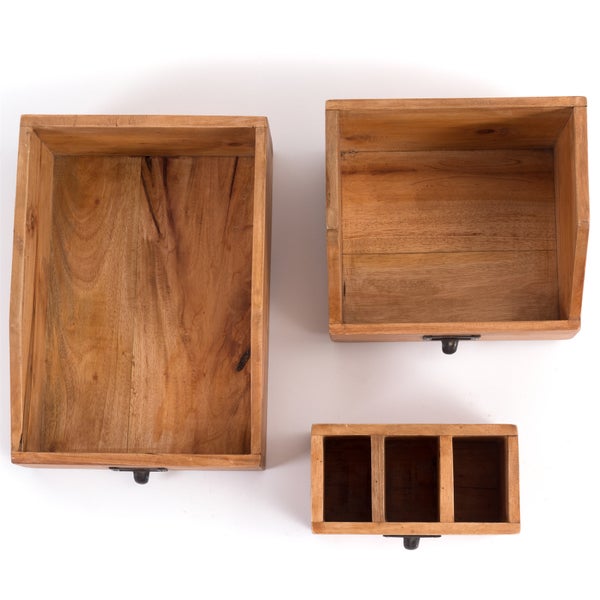 Organizer-Set Office 3-teilig Mahagoni Holz, mit beschreibbarer Tafel 08 honigfarben gewachst