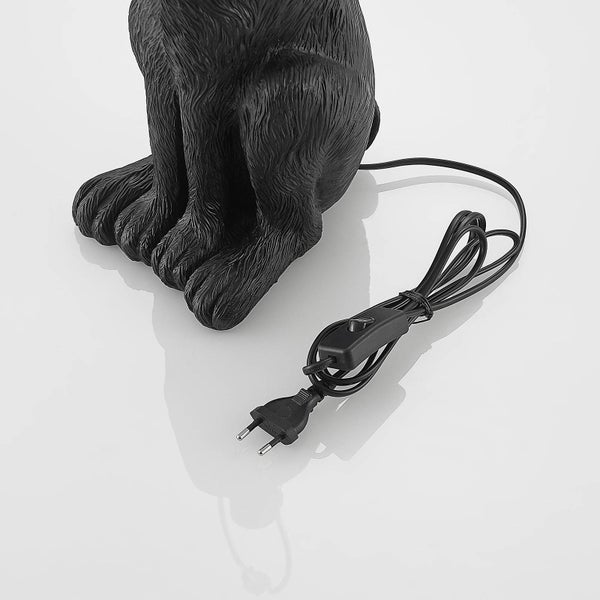Lindby Tischlampe Hase Textil schwarz gold, Nachttischlampe Meister Lampe Tischleuchte ohne Leuchtmittel Schlafzimmerlampe Nachttischleuchte