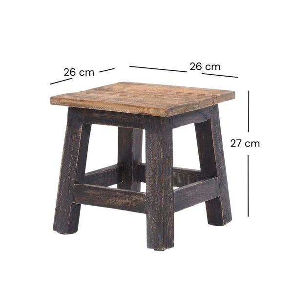 Fusshocker PALO Mahagoni Recyclingholz 04 schwarz-natur
