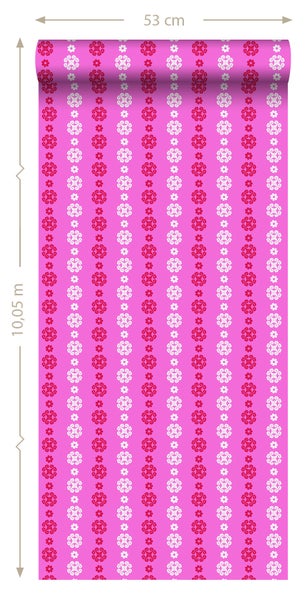Tapetenrolle, 53 cm breit, 10,05 m lang, mit Blumenmuster