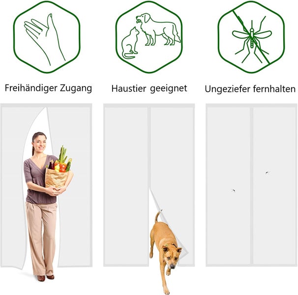 RESCH Magnetischer Insektenschutz Vorhang für Türen 95 x 220cm, Fliegengitter