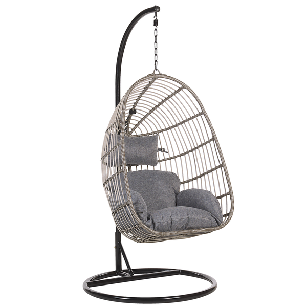 Hängesessel mit Gestell CASOLI Polyrattan Grau