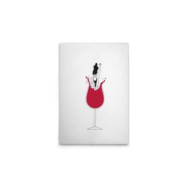 Illustration einer Frau im Weinglas auf Leinwand