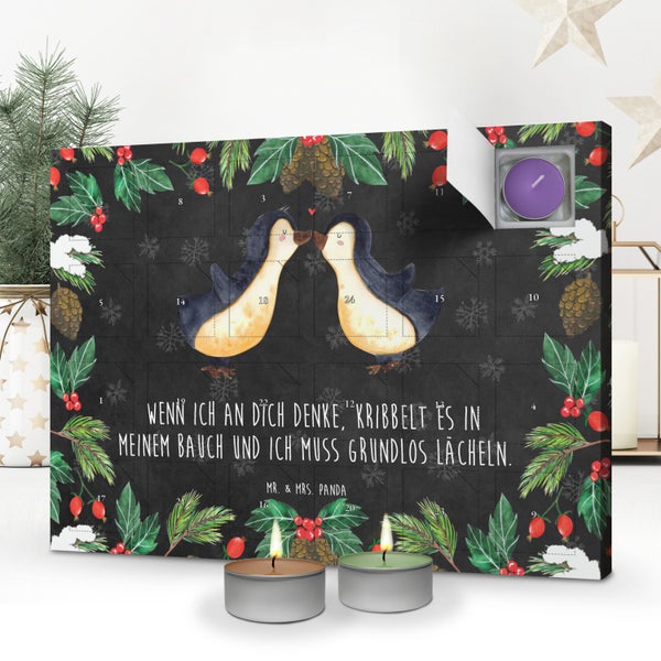 Mr. & Mrs. Panda Duftkerzen Adventskalender Pinguine Kuss - Schwarz