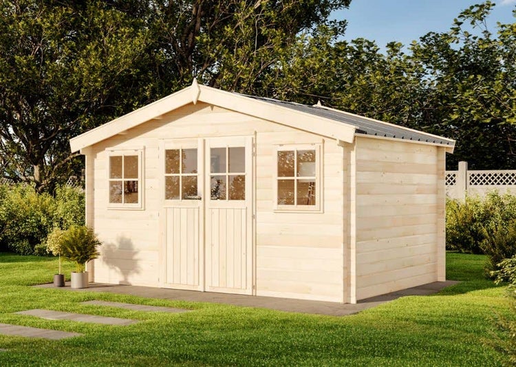 Alpholz Gerätehaus Montreal Gartenhaus aus Holz, Holzhaus mit 28 mm Wandstärke, Blockbohlenhaus mit Montagematerial