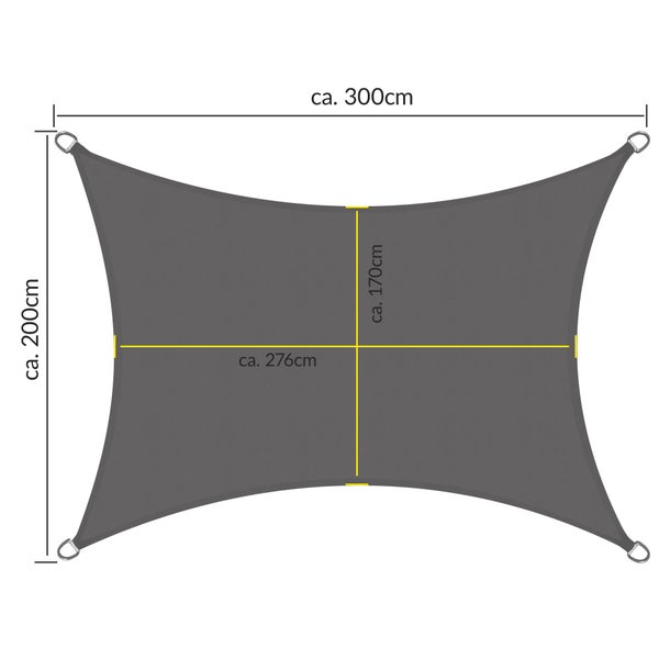 SolVision PS9 Sonnensegel 200x300cm rechteckig Anthrazit PE