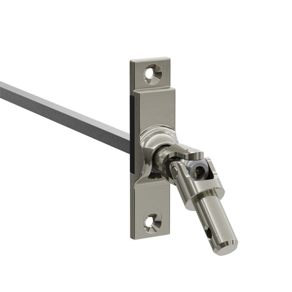 Geiger Gelenklager 45°- G040 | Grundplatte 17 x 73 mm | Kurbelzapfen 9,9 mm | 6 mm Vierkant - Länge 300 mm