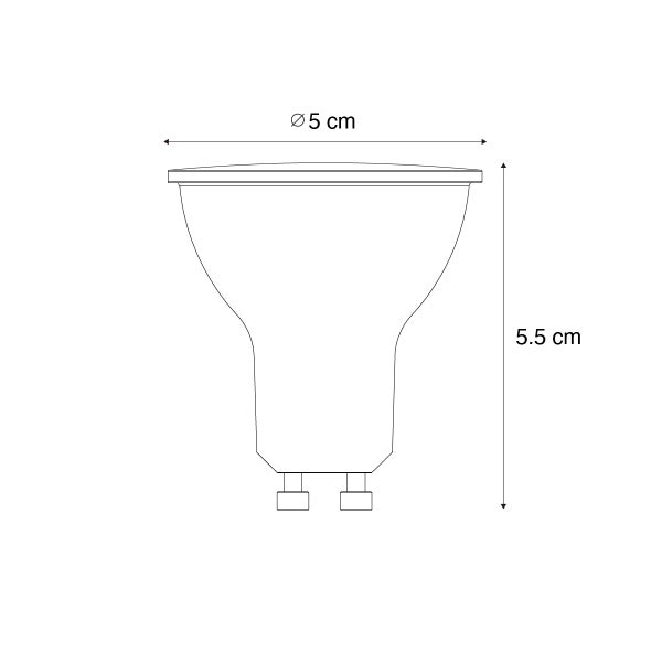 Set mit 5 GU10 dimbare LED lamp lux sensor 3W 200 lm 2700K