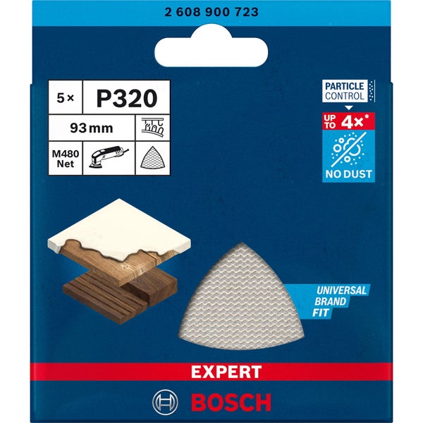 Bosch 5x Expert M480 Schleifnetz für Deltaschleifer 93 mm G 320 - 2608900723