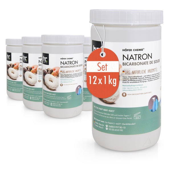 Höfer Chemie Natron Bicarbonate de Soude Set, 12 mal 1 Kilogramm