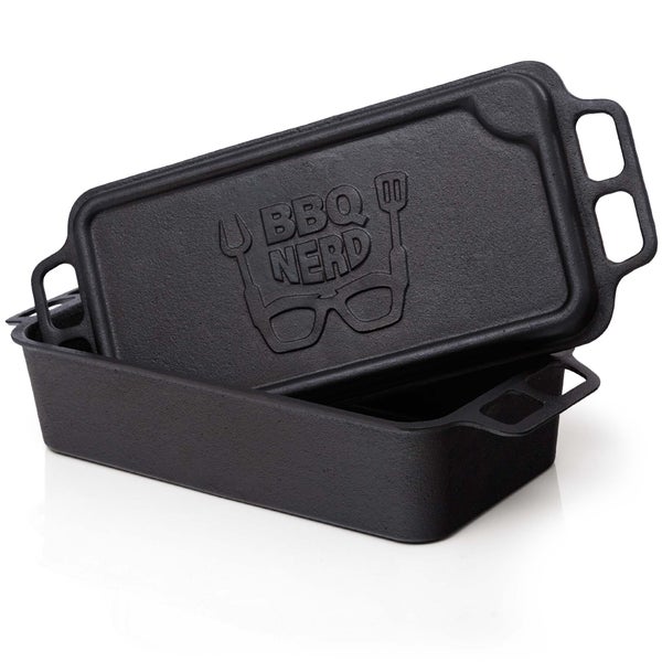 BBQ-Nerd Dutch Oven Brottopf aus Gusseisen 9,4 L | Brotbackkasten mit Grill-/Servierpfanne für alle Herdarten, Öfen und Grillgeräte | Feuertopf für Kuchen Brot Auflauf Braten