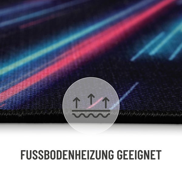 Gewebter Gamerteppich bedruckt Schwarz Multi Neon Horizon WECONhome 110x160 cm
