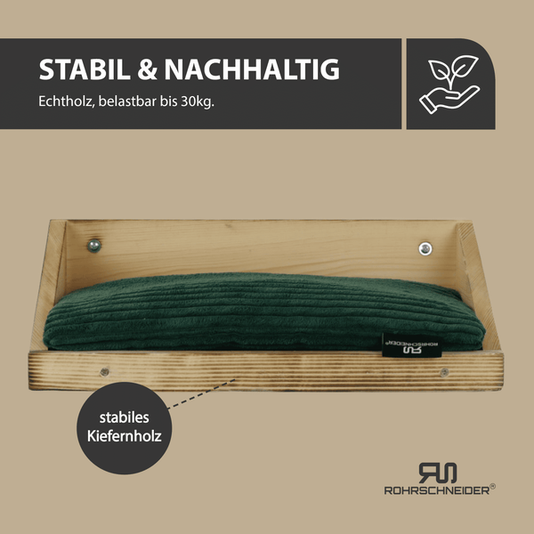 Rohrschneider Wandmulde geflammt+ Kissen mit Füllung Cord breit grün