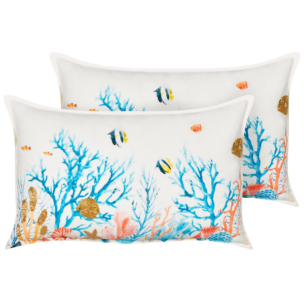 Dekokissen 2er Set EELGRASS Baumwolle 30 x 50 cm Bunt Tiermuster