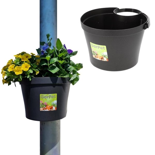 Blumentopf für Regenrohr Regenrinne Fallrohr Säule Pfosten Abflussrohr Hängetopf Pflanztopf Pflanzgefäß Anthrazit