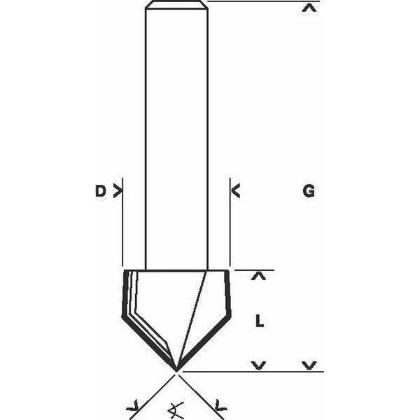 Bosch V-Nutfräser 1/4 Ø 9,5 mm L 12,4 mm G 45 mm 90° - 2608628631