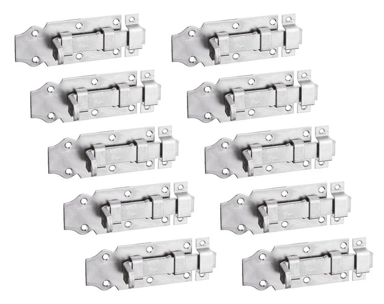 Set von zehn Riegeln für Türen und Tore aus verzinktem Metall für sicheren Verschluss