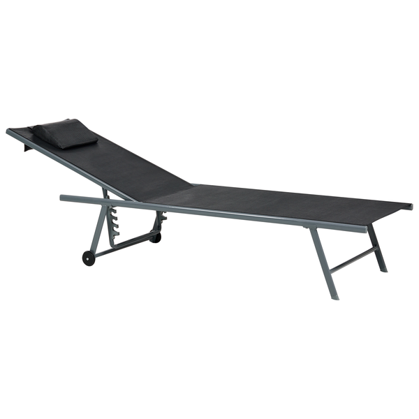 Sonnenliege mit Kopfkissen und Rollen