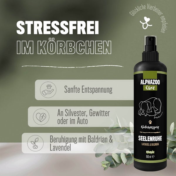 ALPHAZOO Seelenruhe Beruhigungsspray 200ml für Hunde I Beruhigungsmittel mit Baldrian
