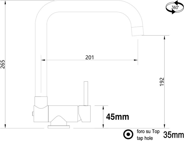 Wasserhahn Vorfenster Küchenarmatur, Umklappbar 4,5 CM, mit 360° schwenkbarem N-Auslauf, Verchromt