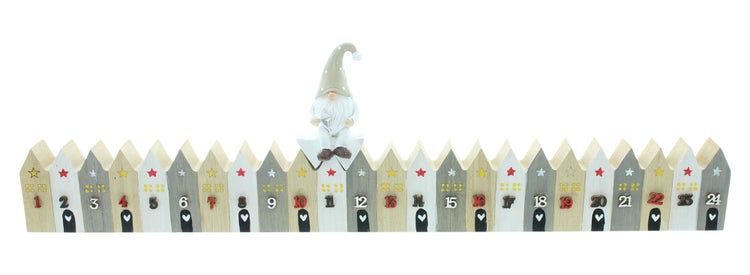 Holz Adventskalender mit Zwerg