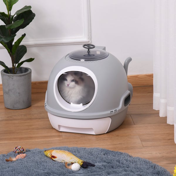 PawHut Katzentoilette, B47 x T55 x H44 cm, PP, ABS, Grau