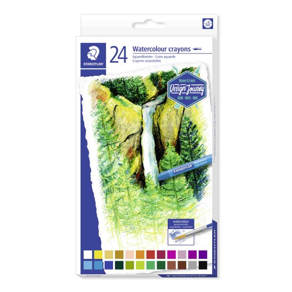 Staedtler Design Journey Aquarellkreiden, Set mit 24 Farben, circa 8 Millimeter Durchmesser.