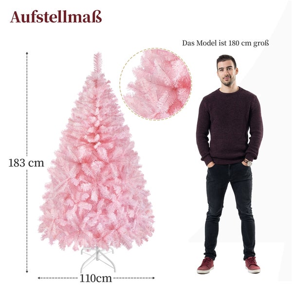 Yaheetech 183 cm Künstlicher Weihnachtsbaum , Rosa