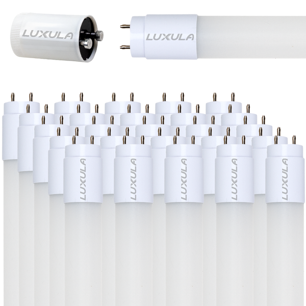 Luxula LED Röhren Set inklusive LED Starter, G13 Sockel, mattweißes Glas, Luxula Logo auf dem Gehäuse.