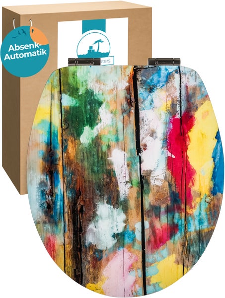 Calmwaters® WC Sitz mit Absenkautomatik, Holz-Motiv Shabby