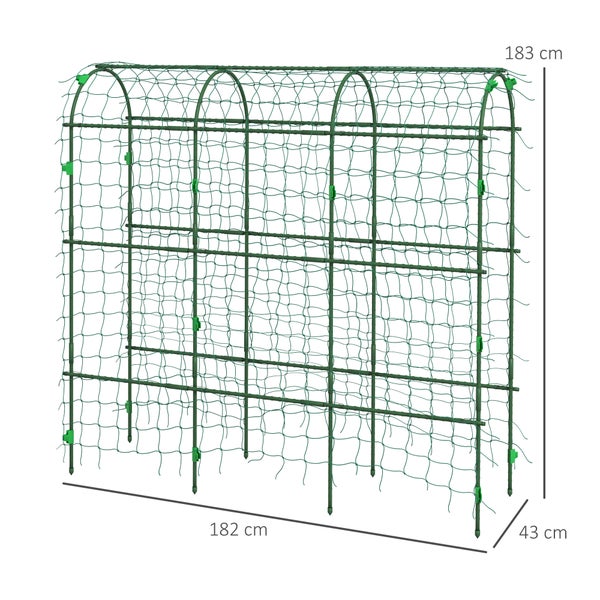 Outsunny Rankgitter aus Metall rostfrei Rankhilfe für Kletterpflanzen Gurken Spalier 43 x 182 x 183 cm Garten Spalier Pflanzenspalier für Tomaten, Gemüse Blumen Kletterpflanzen Schwarz