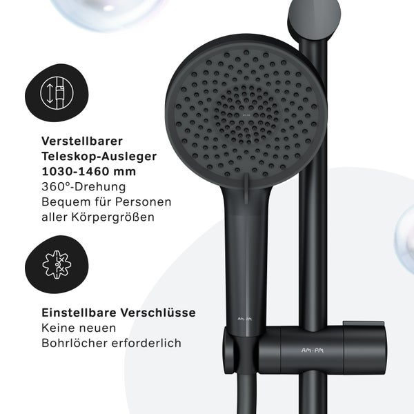 AM.PM Duschsäule inkl. Thermostat X-Joy F07XA422 Schwarz matt